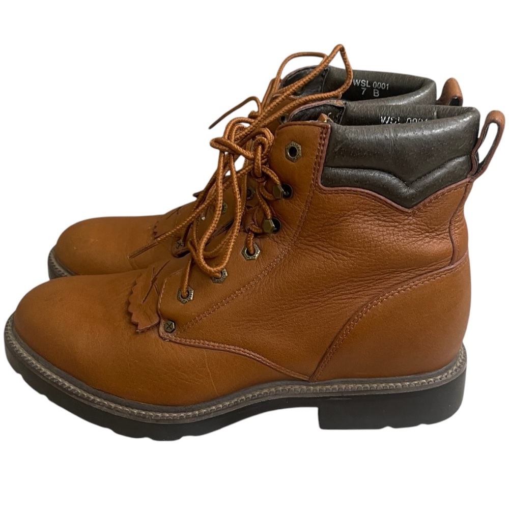 Twisted X Steel Toe Work Boots Men’s 7B Brown‎ Lace Up Round Toe Western EUC